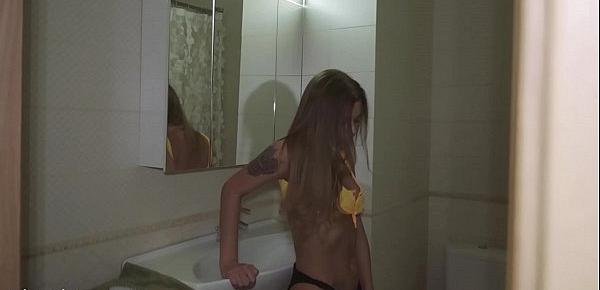  Perfect Teen Blowjob Cock after Masturbation Pussy and Orgasm in the Bathroom